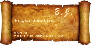 Butyka Jusztina névjegykártya